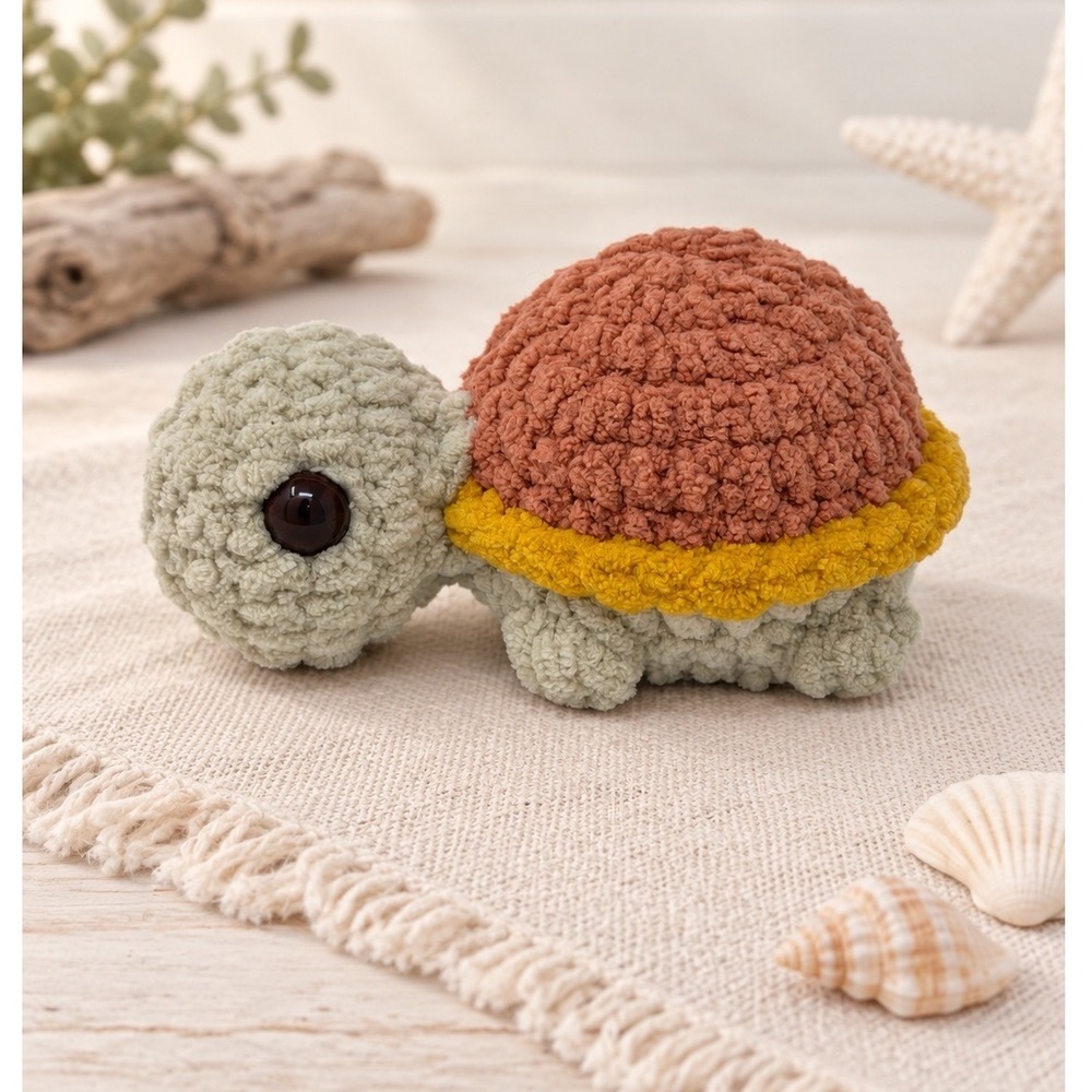 Handmade Crochet Turtle Plush Small Amigurumi Turtle Desk Decor Gift
